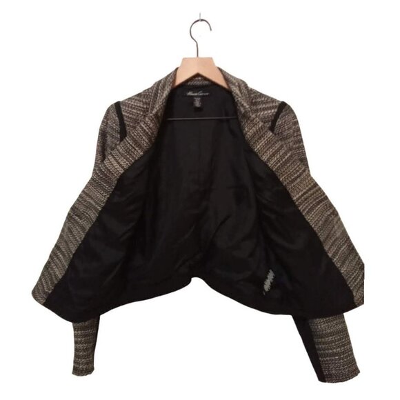 Kenneth Cole Black & White Tweed Ponte Crop Blazer Sz M - Picture 6 of 9